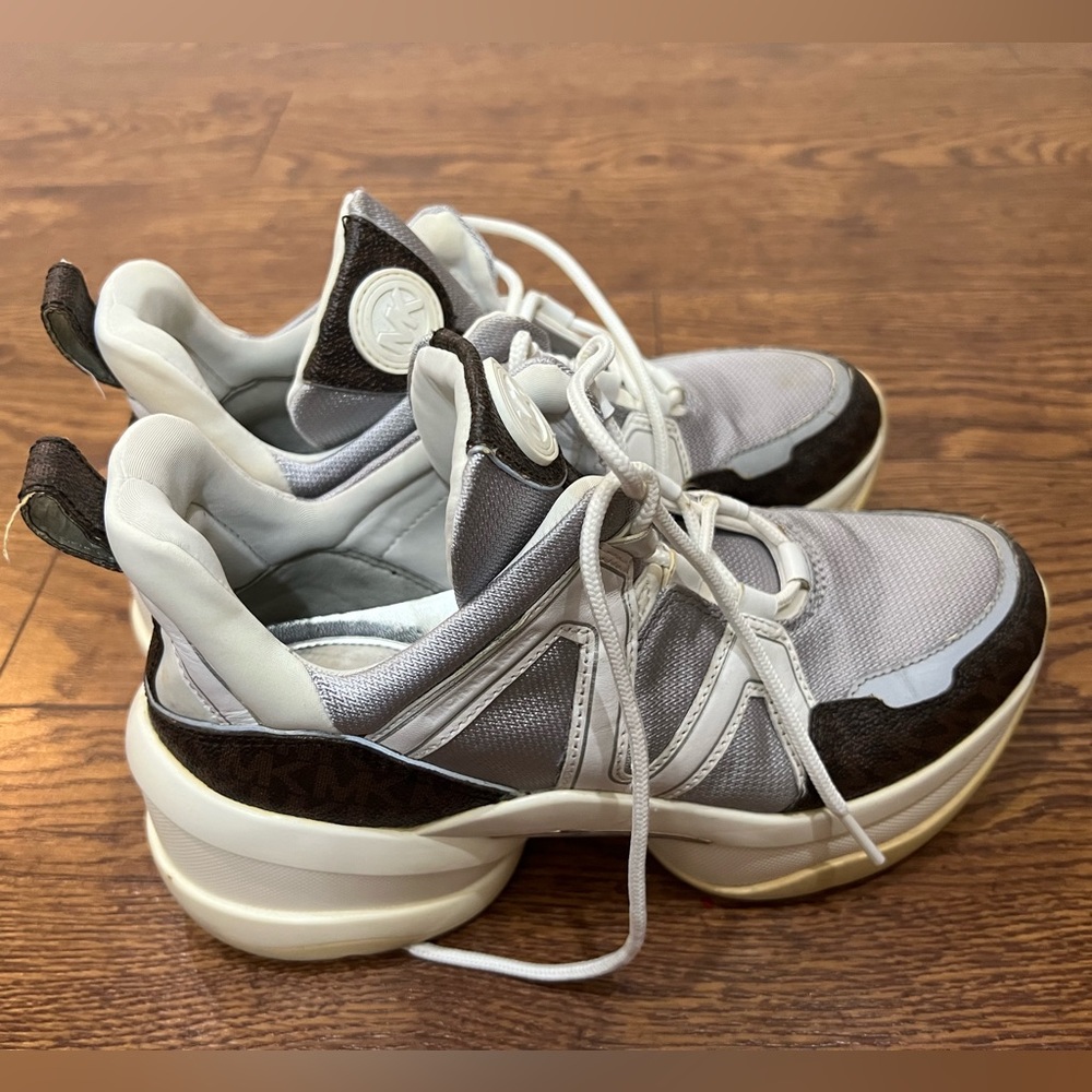 Michael Kors White, Gray and Black Olympia Sneakers - Picture 4 of 9